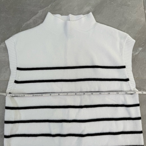 Women’s Talbots Stripe Shaker Stitch Funnel Neck Shell Mock Neck Sweater Medium - Picture 15 of 16